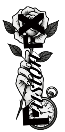 Plantilla Mano con rosa y reloj